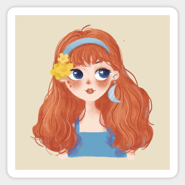 Red Hair Girl Sticker by xiaolindrawing